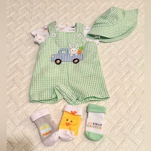 Boys Green Checkered Easter Outfit